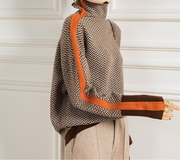 Louisa - Herringbone Luxe Turtleneck