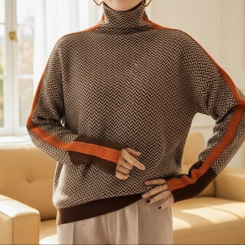 Louisa - Herringbone Luxe Turtleneck