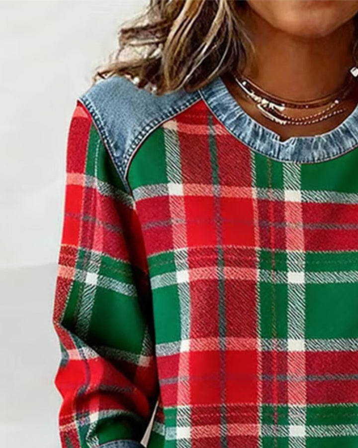 Avery | Plaid Denim Sweater