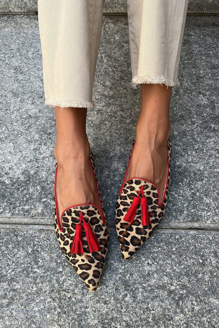 Julissa | Leopard Loafer with Red Tassels