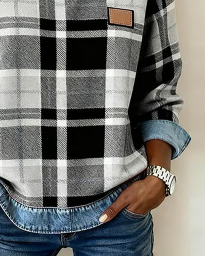 Avery | Plaid Denim Sweater
