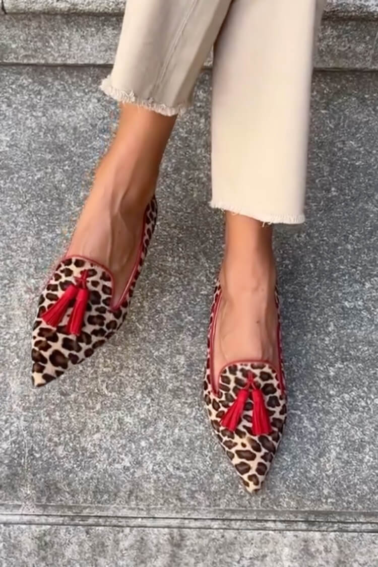 Julissa | Leopard Loafer with Red Tassels