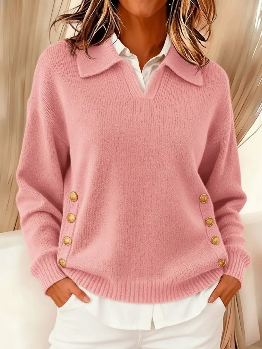 Lorayne - Button Detail Knit Sweater