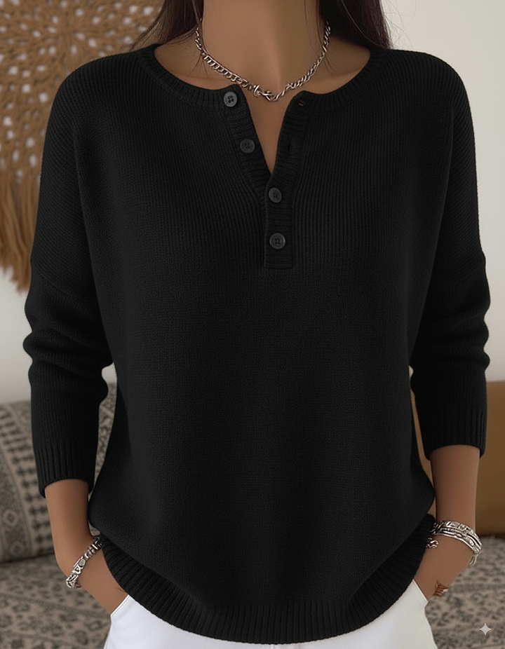 Sarah - Button Henley Sweater