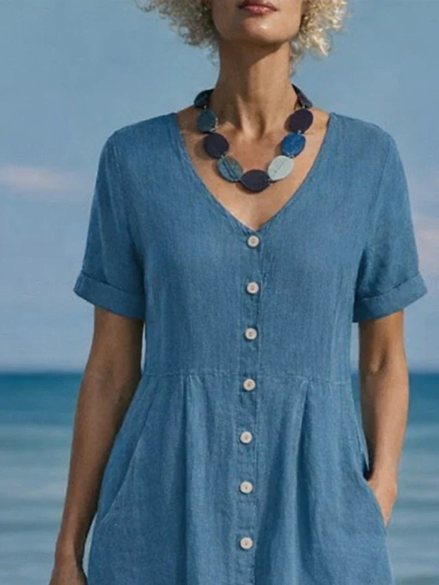 Barbara | Elegant Button Midi Dress