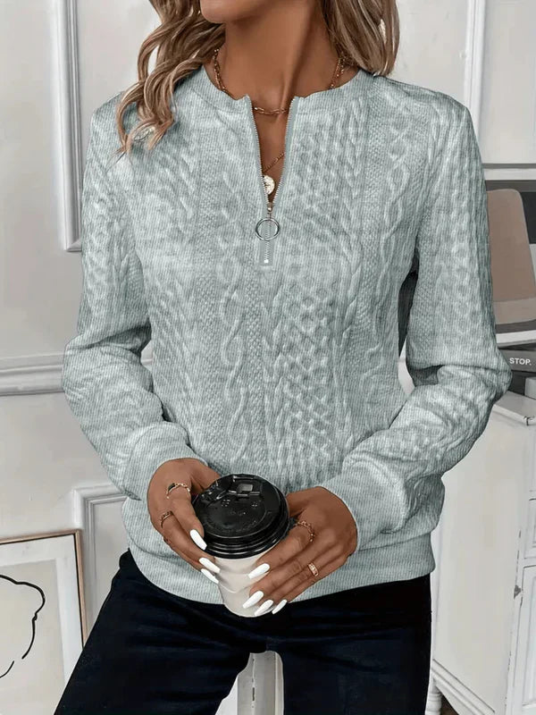 Lynne - Cable Knit Zip Sweatshirt
