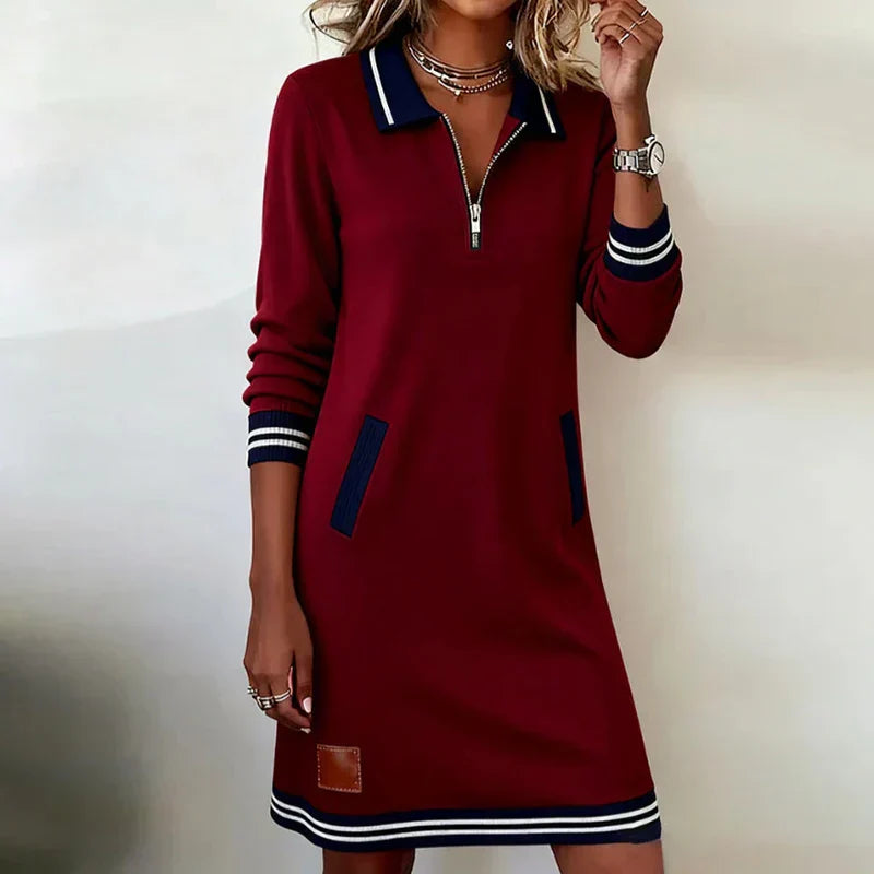 Astra | Sweater Dress with Zip Collar