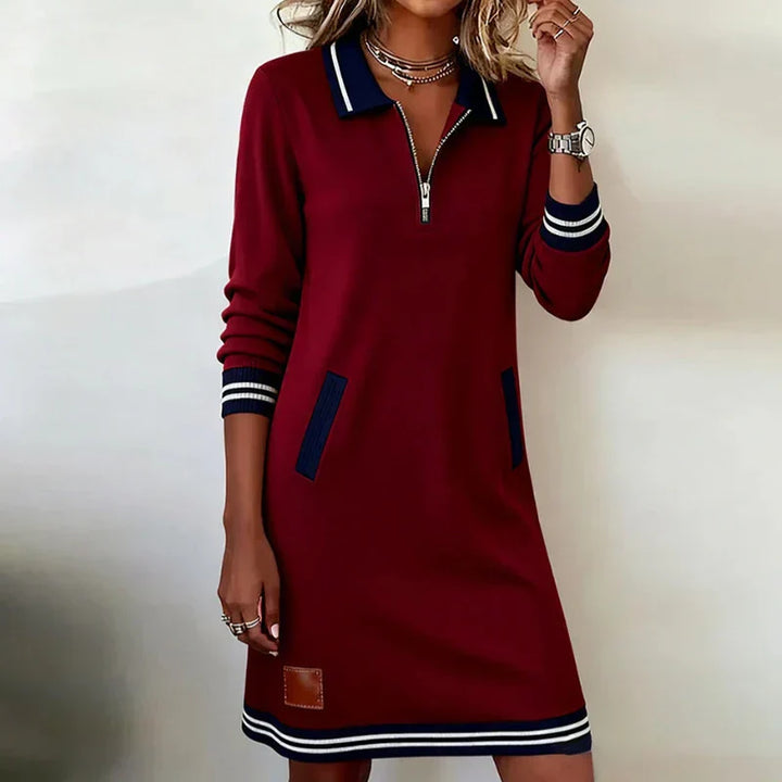 Astra | Sweater Dress with Zip Collar