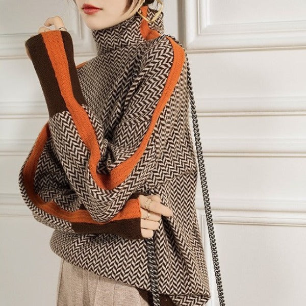Louisa - Herringbone Luxe Turtleneck