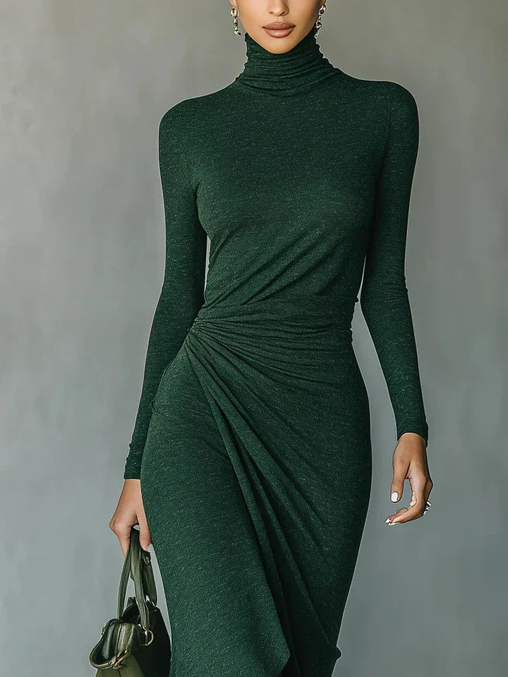 Gabriella | Sculpted Turtleneck Midi Dress