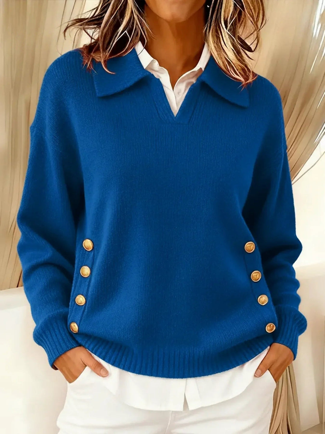 Lorayne - Button Detail Knit Sweater